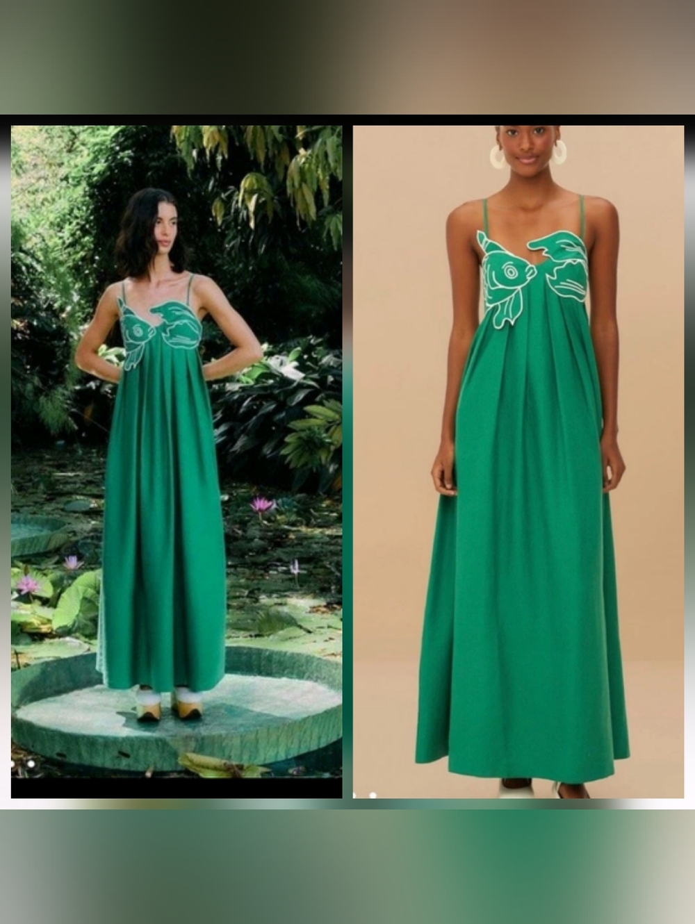 Farm Rio Linen Green Fish Top Maxidress - Picture 2 of 8